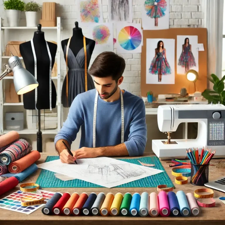 A fashion designer sketching a new clothing collection.