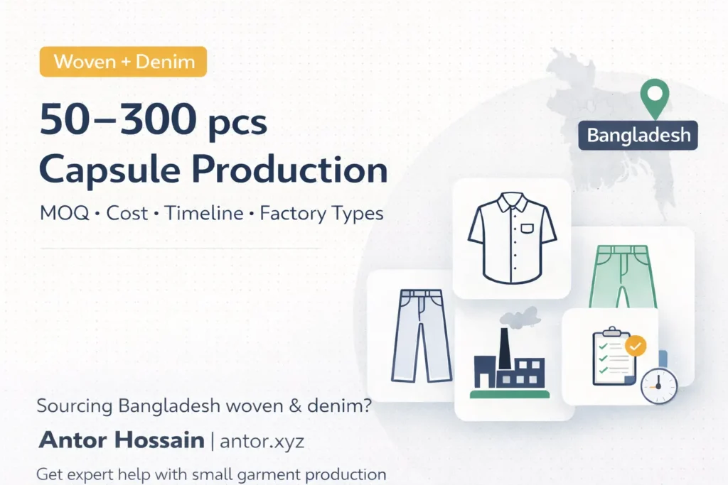 50–300 pcs capsule production in Bangladesh for woven and denim garments — Antor Hossain
